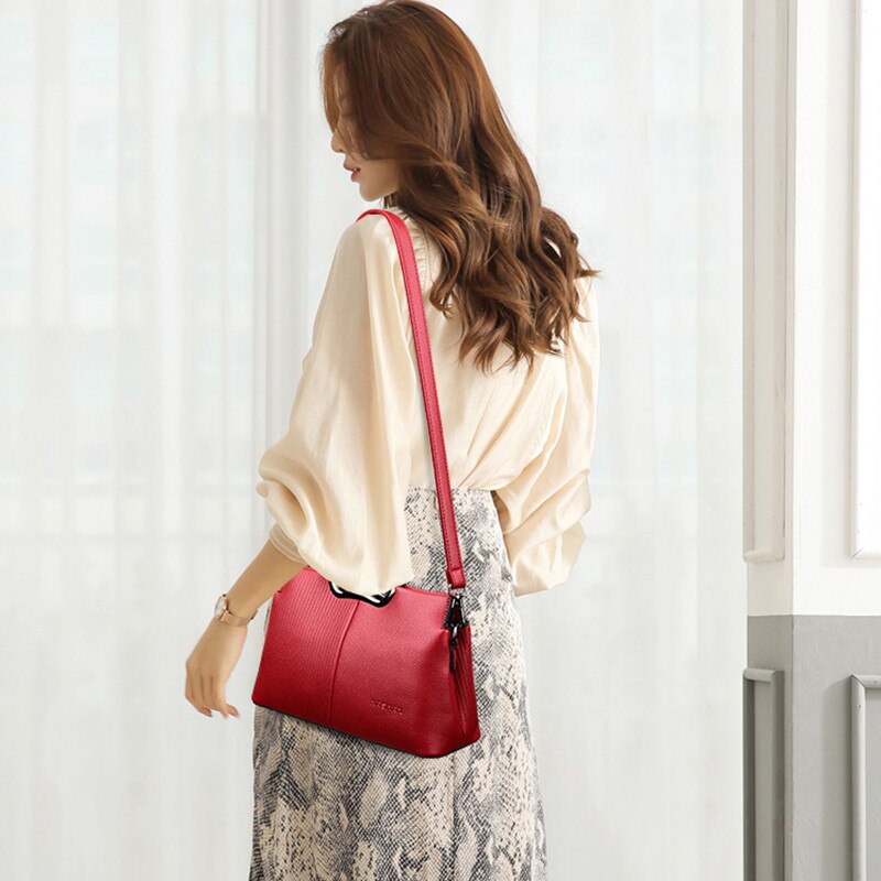 Dames handtassen met handgreep, zachte leren handtassen, dames schoudertas, crossbody tas voor dames, dames messenger bag, bolsa feminina