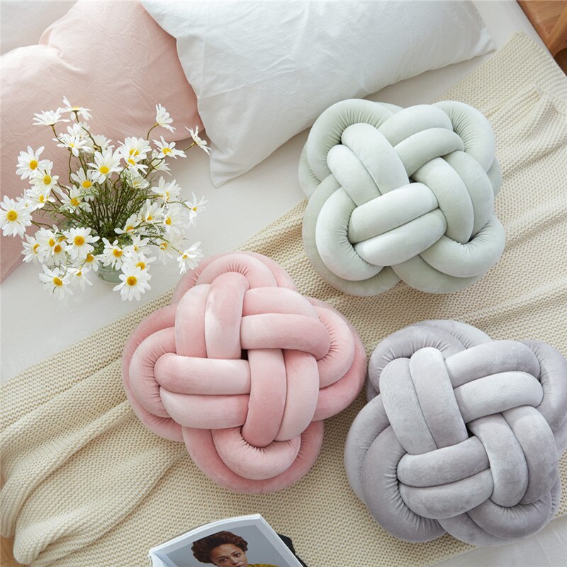 Coussin de décoration de la maison style nordique | Coussin pour canapé, siège d'enfant, oreiller de lit gris, 25cm rond, velours, rose pour décor de maison