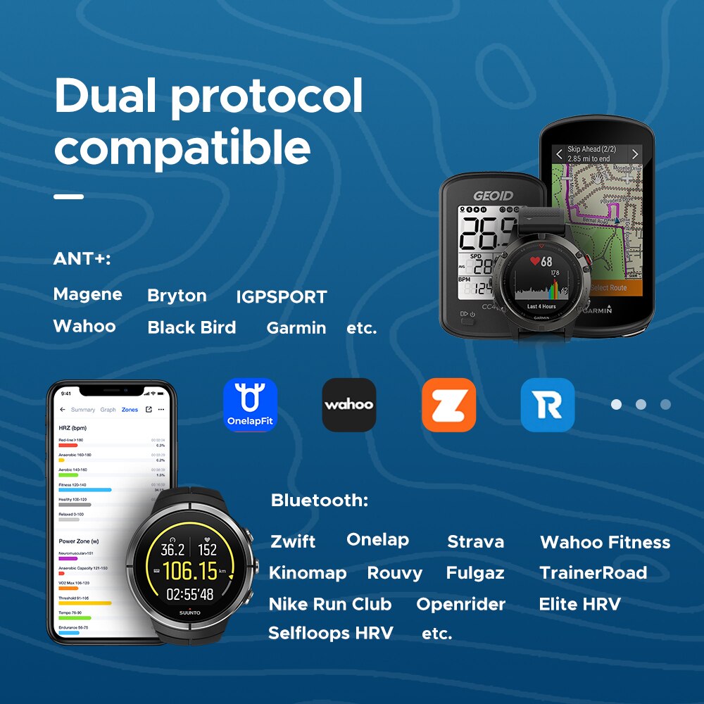 GEOID-Correa de pecho HS500, Monitor de ritmo cardíaco, Bluetooth 4,0, Sensor ANT, ordenador para bicicleta, Wahoo, Garmin