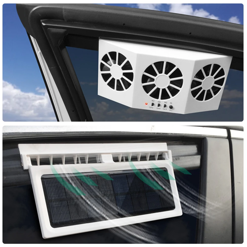 Ventilador de escape con energía Solar para coche, radiador de refrigeración para ventana, ahorro de energía, enfriador automático, desodorización portátil