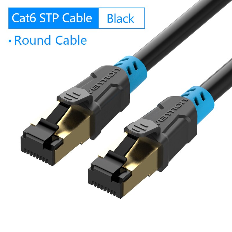 Vention-Cable de red Ethernet para enrutador de ordenador, CAT6, CAT6, blindado, trenzado, RJ45: Negro / 10 metros