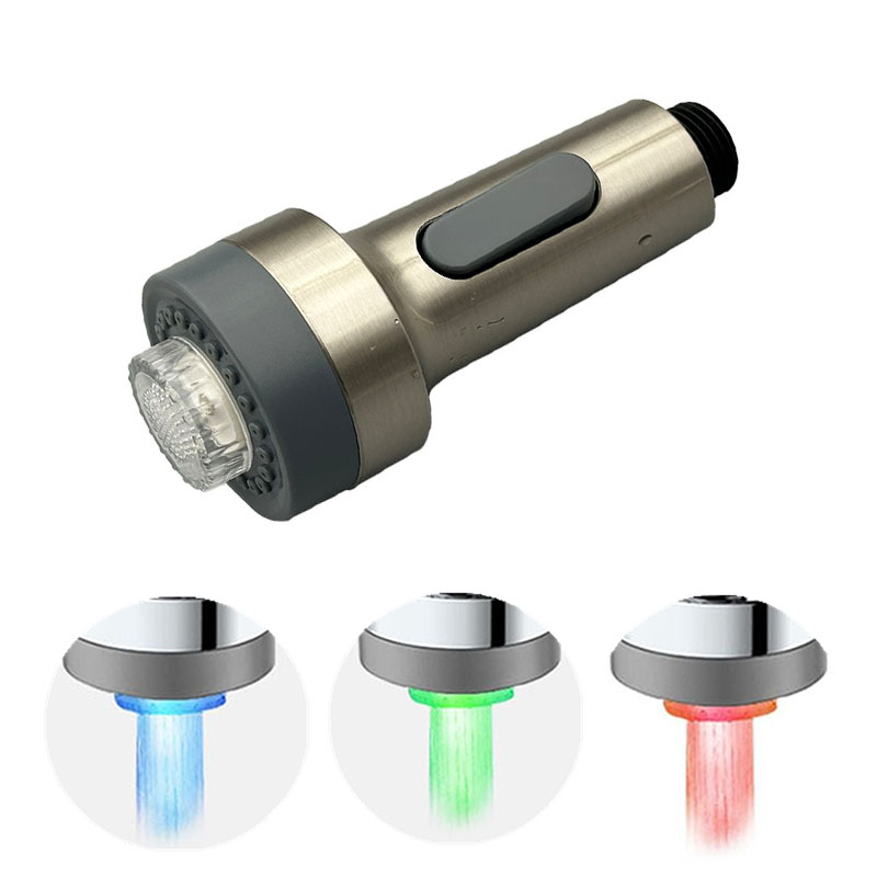 Keuken Kraan Pull Down Sproeikop Met Led Verlichting, 3-Functie Spoelbak Spuitmond, Geschikt Voor Gootsteen Kraan: Rood