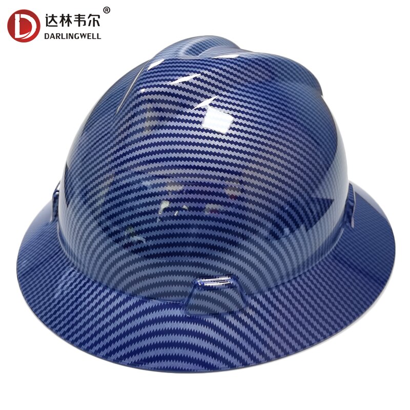 DARLINGWELL Full Brim Hard Hat Construction Work Safety Helmet Carbon Fiber Pattern Railway Metallurgy Mine Cap
