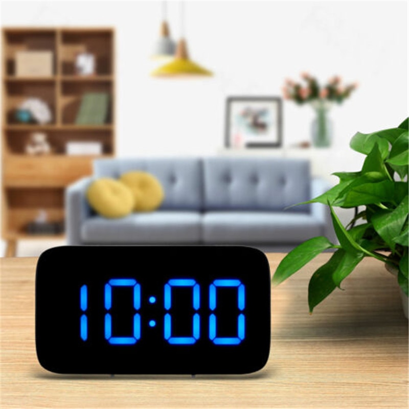 Font Digital LED Alarm Clock Big Screen Snooze Powered Voice Control LargeTime Home Decoration Clock