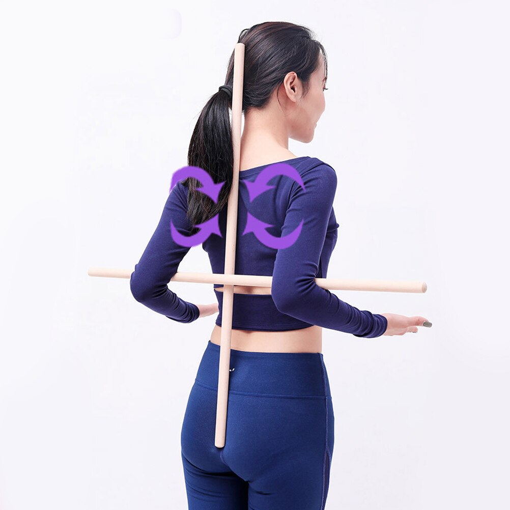 5pcs Wooden Yoga Sticks Stretching Tool Humpback Correction Stick Open Shoulder Yoga Accessories Bodybuilding Posture Correction