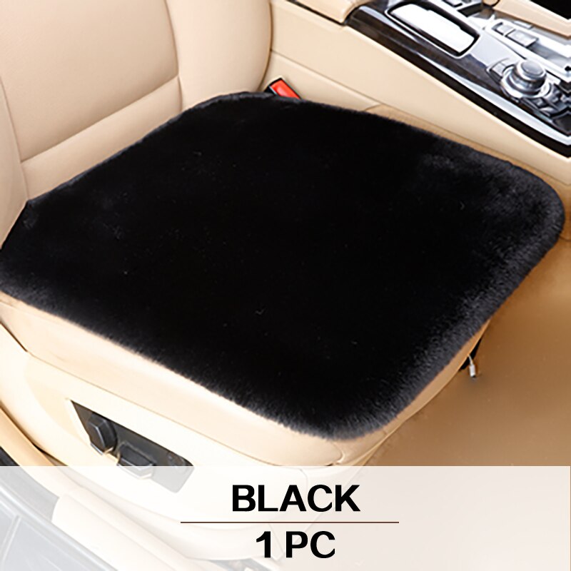 Cojín de funda de asiento de felpa para Chevrolet Citroen Infiniti HAVAL Peugeot, Protector de asiento de felpa cálido para invierno, accesorios interiores: Negro