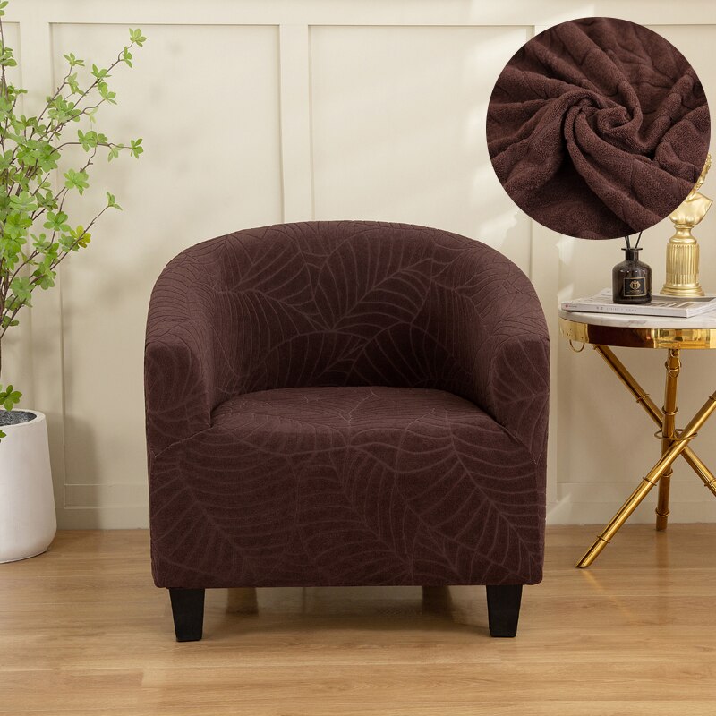 Club Stoel Hoes Stretch Vat Stoelbekleding Jacquard Bad Stoel Kussenovertrekken Zachte Spandex Fauteuil Sofa Cover Verwijderbare: COFFEE