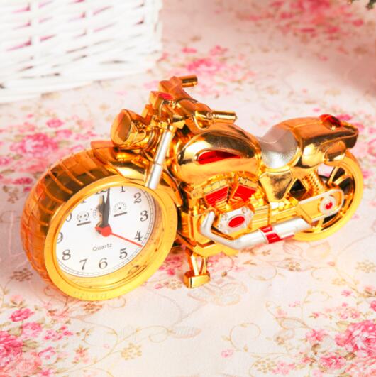 motorcycle bicycle retro train alarm clock student home desktop decoration Alarm Clocks favor: Motorcycle gold red