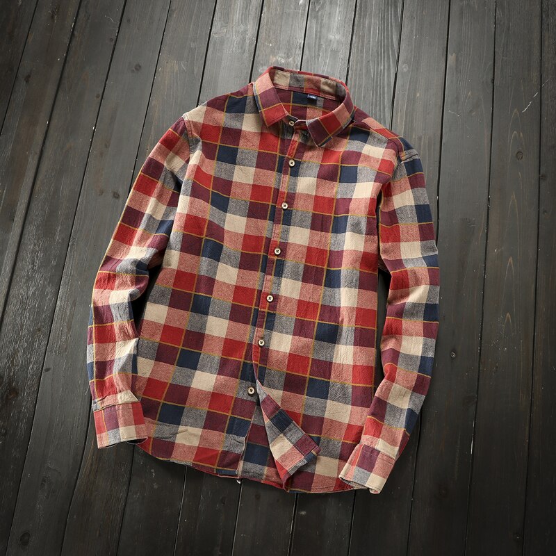 Soul of tiger stil koreansk streetwear mænd oversized plaid skjorter mænd afslappet bomuldstoppe efterår vintage tøj
