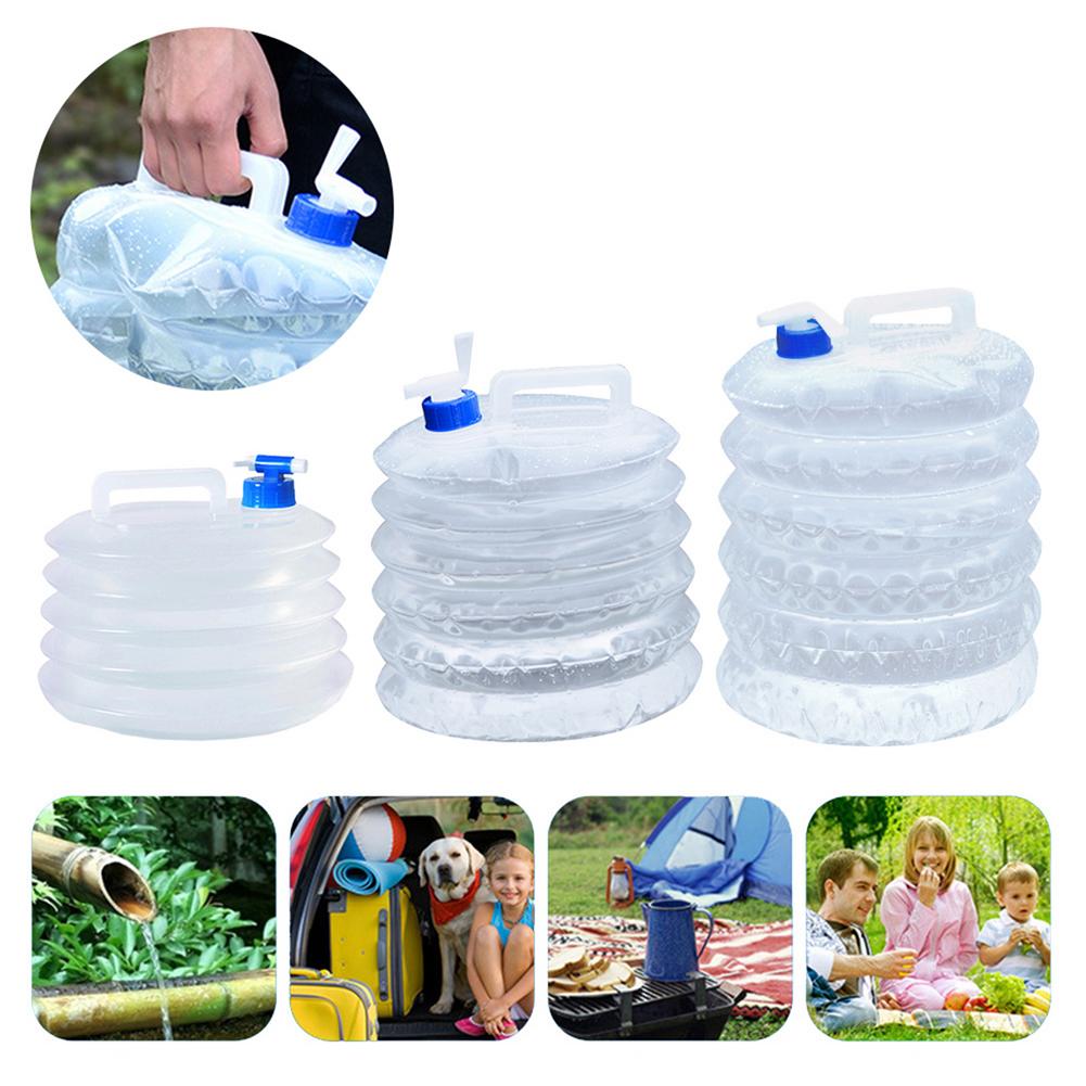 Contenedores de agua portátiles, cubo de agua plegable para acampar al aire libre, bolsa de almacenamiento de plástico, cubo de agua potable para acampar