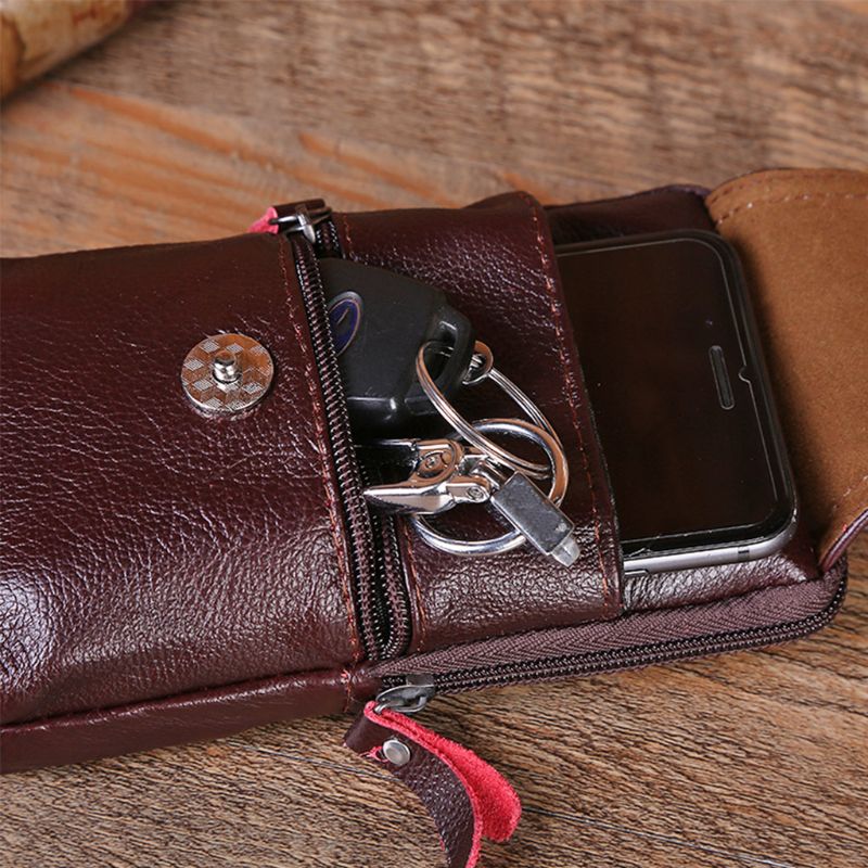 Riñonera de cuero Vintage para teléfono, cinturón, cinturón de cadera, funda de billetera, funda de transporte monedero deportivo para hombre