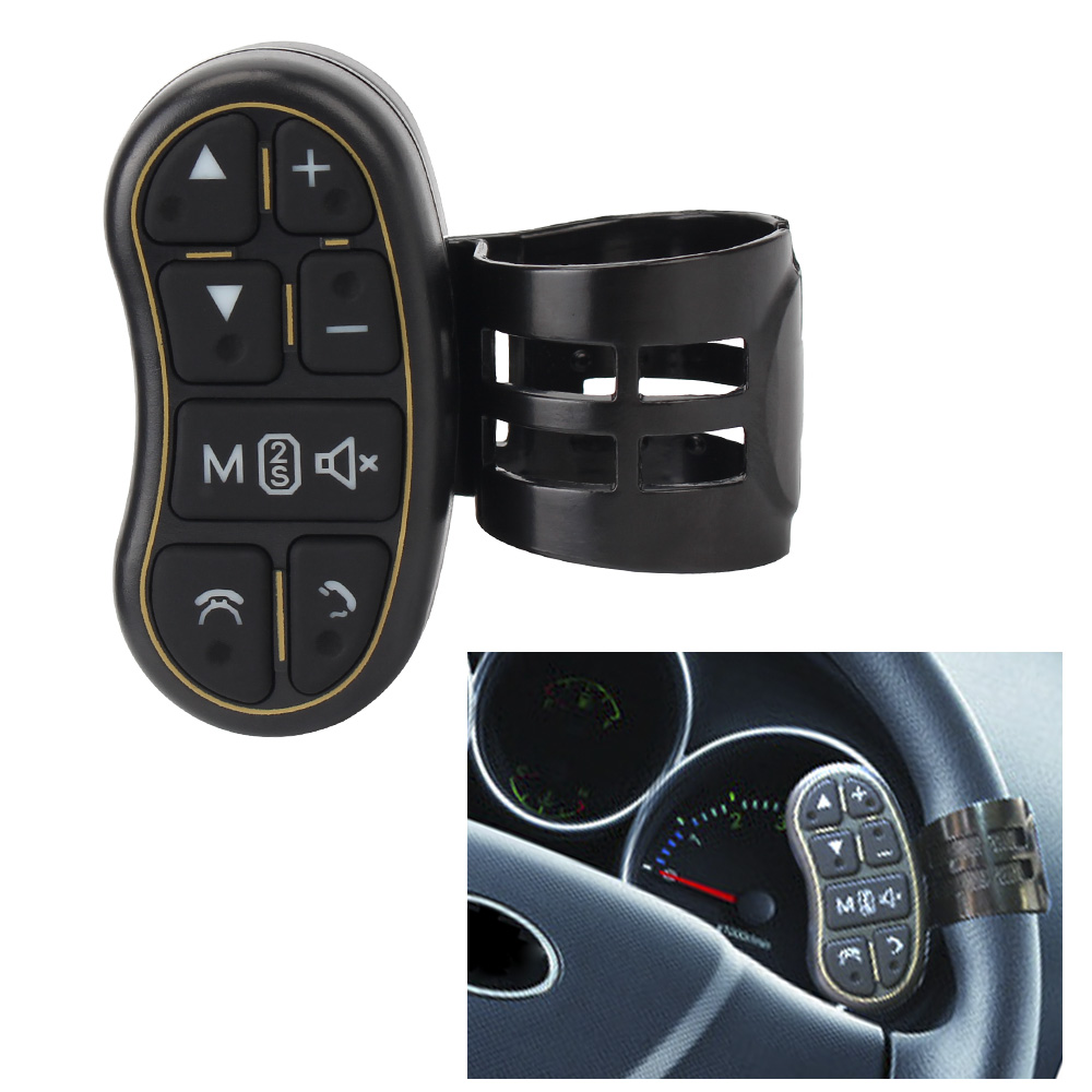 Botones de Control remoto universales para volante, navegación GPS, Dvd, manos libres, volumen de música, controlador inalámbrico