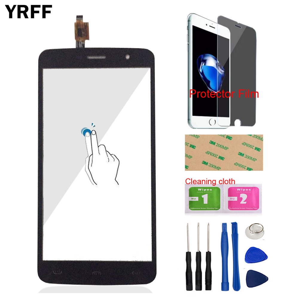 YRFF 5.5 ''Painel de Toque de Celular Para HOMTOM HT17 Frontal Da Tela de Toque Do Painel de Vidro Digitador Sensor de Ferramentas Filme Protetor Adesivo