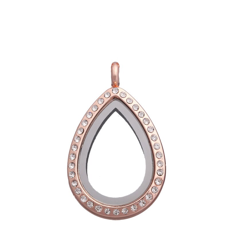 10 pz/lotto 25mm goccia d'acqua goccia strass/pianura galleggiante charms medaglione vetro vivente medaglioni memoria pendente per la collana