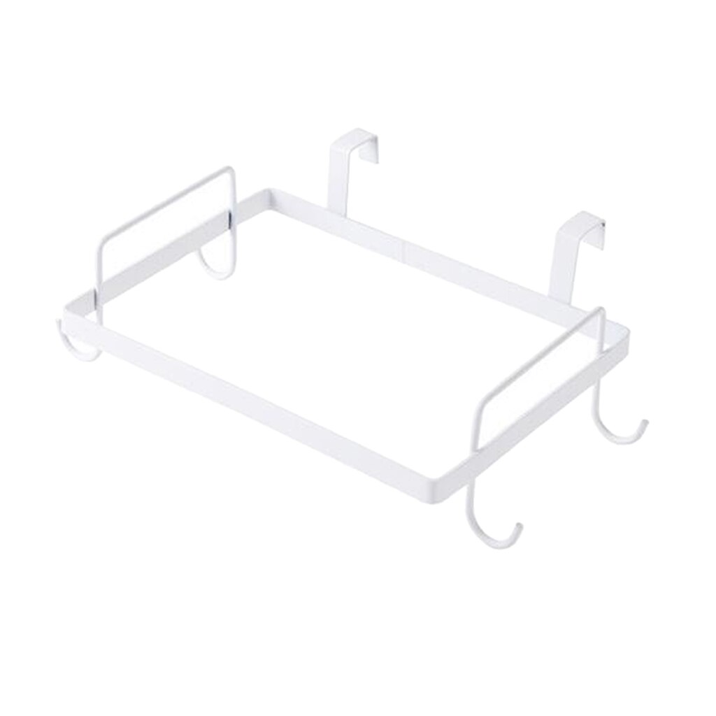 Metal Garbage Bag Holder Hanging Rubbish Trash Garbage Bag Holder for Kitchen Cupboard Cabinet: White