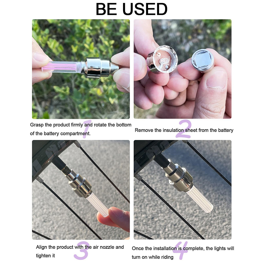 Luz LED para válvula de bicicleta, luz de neón para radios de bicicleta, luz para válvula de neumático de bicicleta, luz de advertencia de conducción nocturna, accesorios para bicicleta