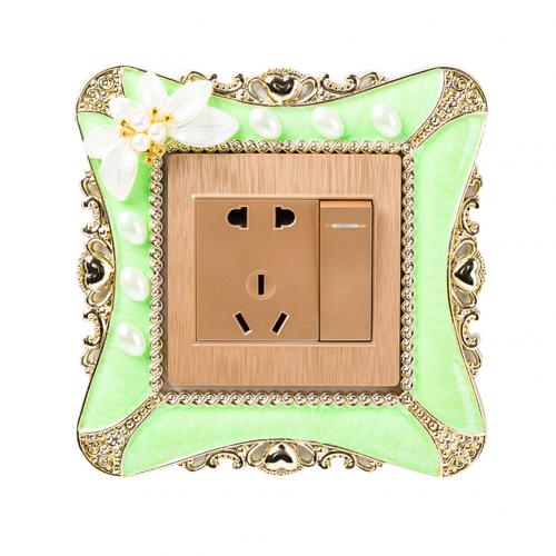 8.6*8.6cm Plastic Switch Sticker Square Switch Cover Wall Light Sockets Stickers DIY Wall Decor Switch Sleeve Home Decor: Fluorescent Green