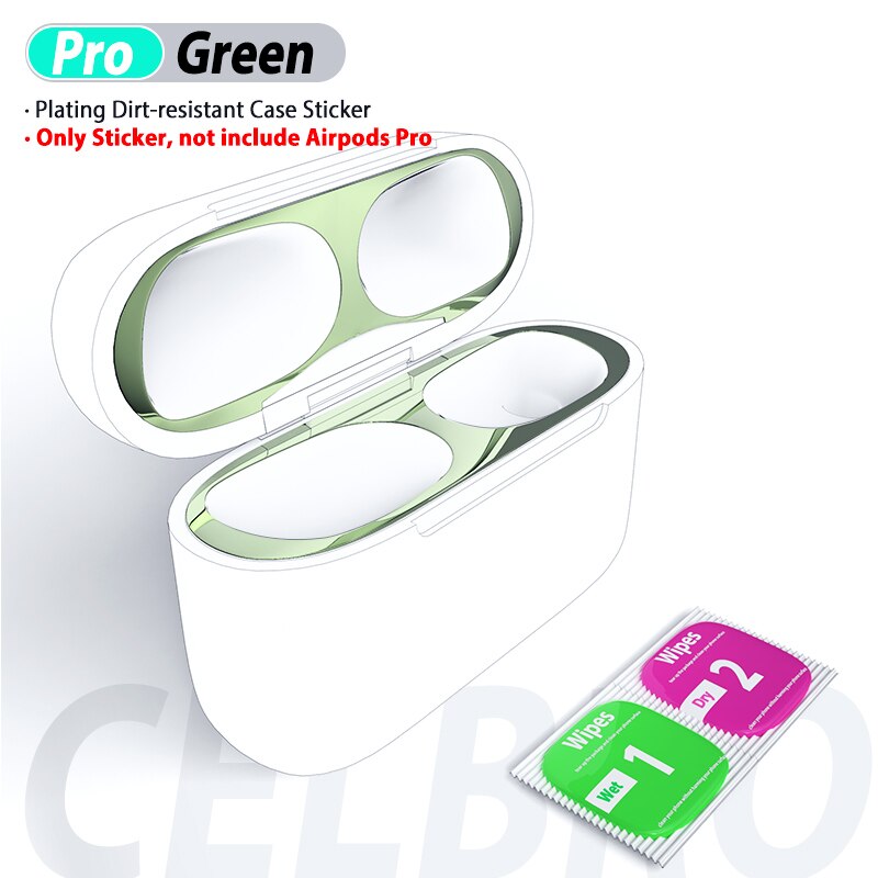 Voor Airpods Pro Sticker Huid Ultra Dunne Oortelefoon Dust Guard Voor Airpods 3 Stofdicht Protector Film Cover Bescherming sticker: Green