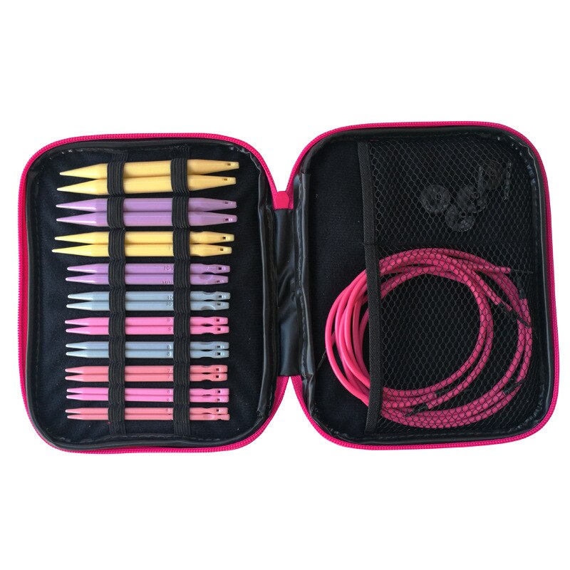 Plastic Circular Knitting Needles Set with Case DIY Craft Scissors Stitch Marker Sewing Tool Circular Crochet Knitting