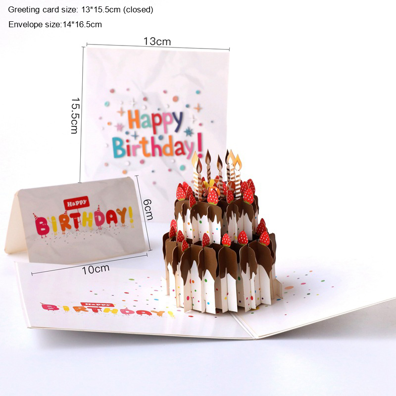 3D powitanie urodziny ciasto karty Pop-Up z kopertą dla dziewczyny dzieci przyjaciel rodzina błogosławieństwo pocztówka urodziny ręcznie robione prezenty: 10