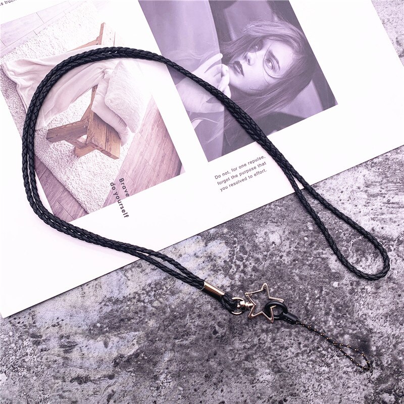 Cordón de cuero PU cuerda trenzada hebilla redonda de cobre antiguo excelente correa para llaves Tarjeta de Identificación pase gimnasio USB Cordón de teléfono móvil: G04