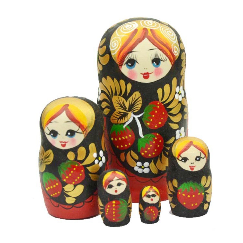 Ornamento da scrivania a 5 strati, Matryoshka fragola ragazze, fatto a mano, decorazione per la casa, simpatico giocattolo russo per bambini: Default Title