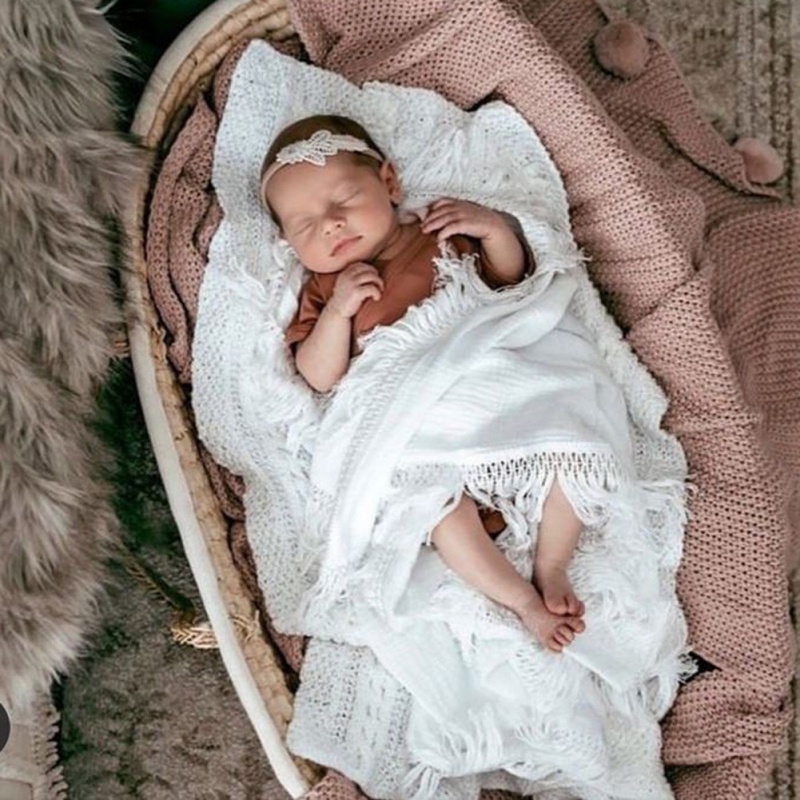 de algodón infantil mantas bebé recién nacido mantas borla sólida Swaddle dormir de fotografía recién nacido Manta
