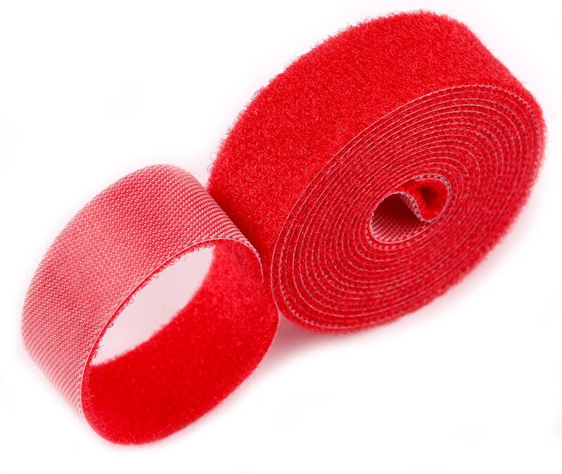 2 meters Reusable Adhesive Closure Tape Back to Strong Hook and Loop Fasteners Cable Ties Curtain Fastener Magic Tape: 20mm Red