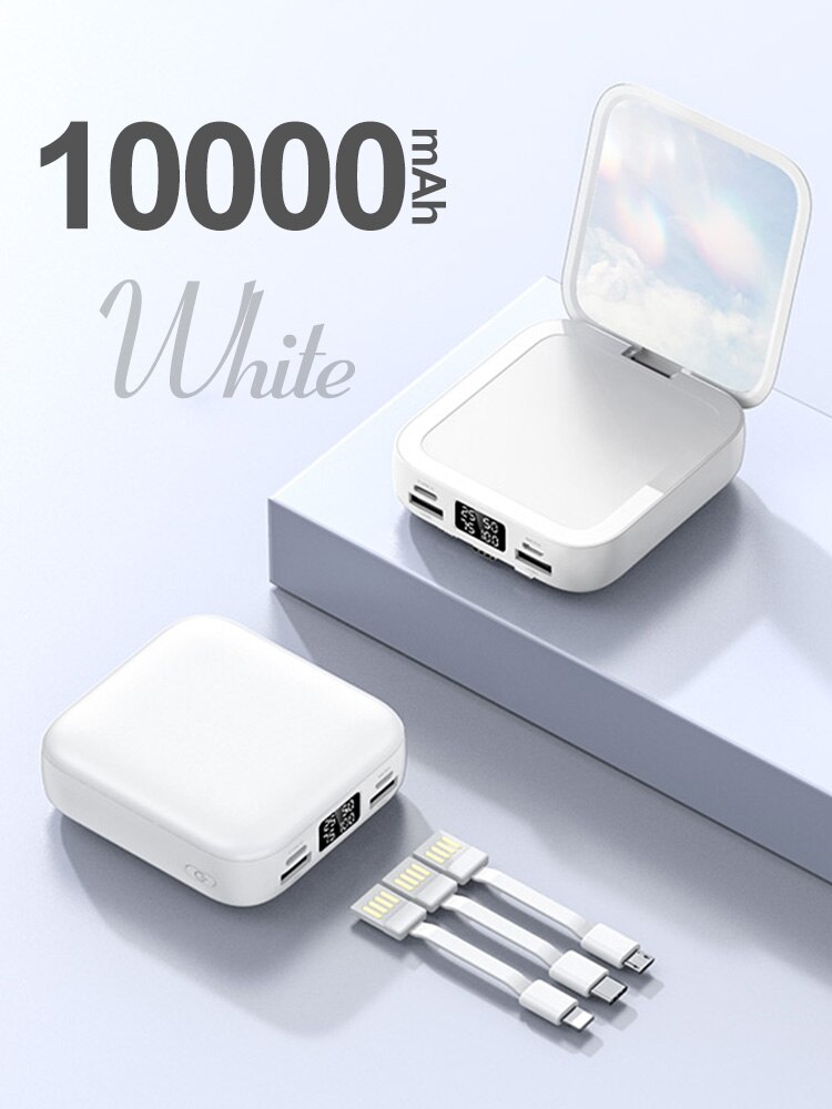 Mini Power Bank 20000Mah Powerbank Draagbare Power Bank Iphone12 13 Externe Batterij Snel Opladen Draagbare Batterij: White-10000mAh