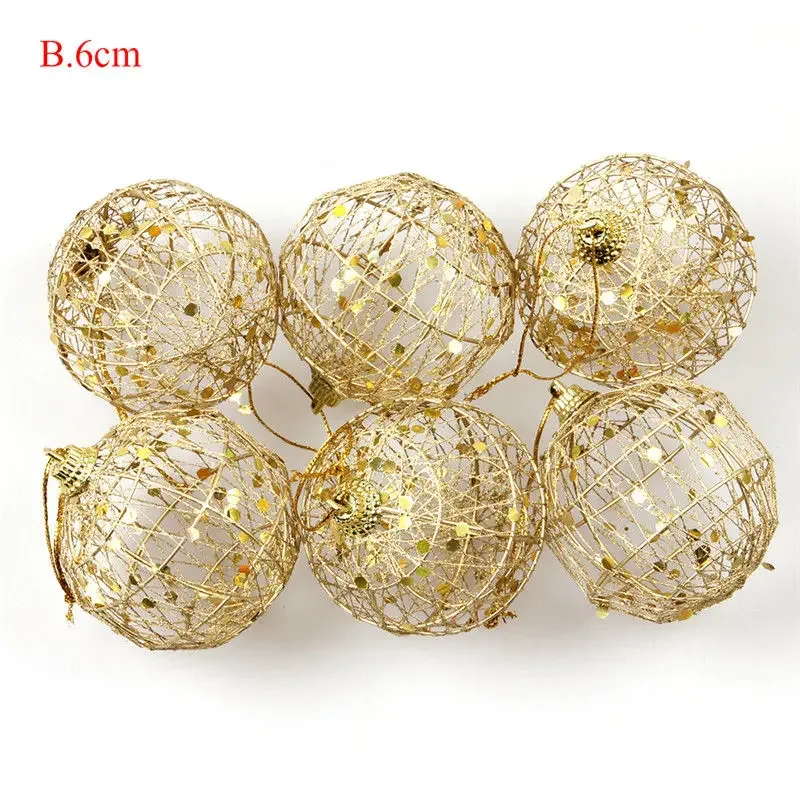 6-12 Stuks Kerst Kerstboom Gouden Bal Kerstballen Opknoping Party Ornament Decoratie Navidad Gouden Stofde Kerst Bal met Schalen: Fluorescentie Geel / 1.5 cm