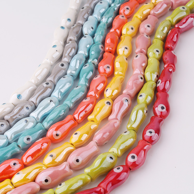 Abalorios de peces pequeños Retro, 10 piezas, espaciador de cerámica, cuentas sueltas para la fabricación de joyas, accesorios de pulsera DIY