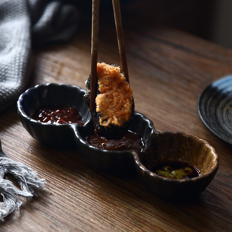 Japanese Style Ceramic Sauce Dish Round Square Household Hotel Small Dish Seasoning Soy Sauce Dish Tableware
