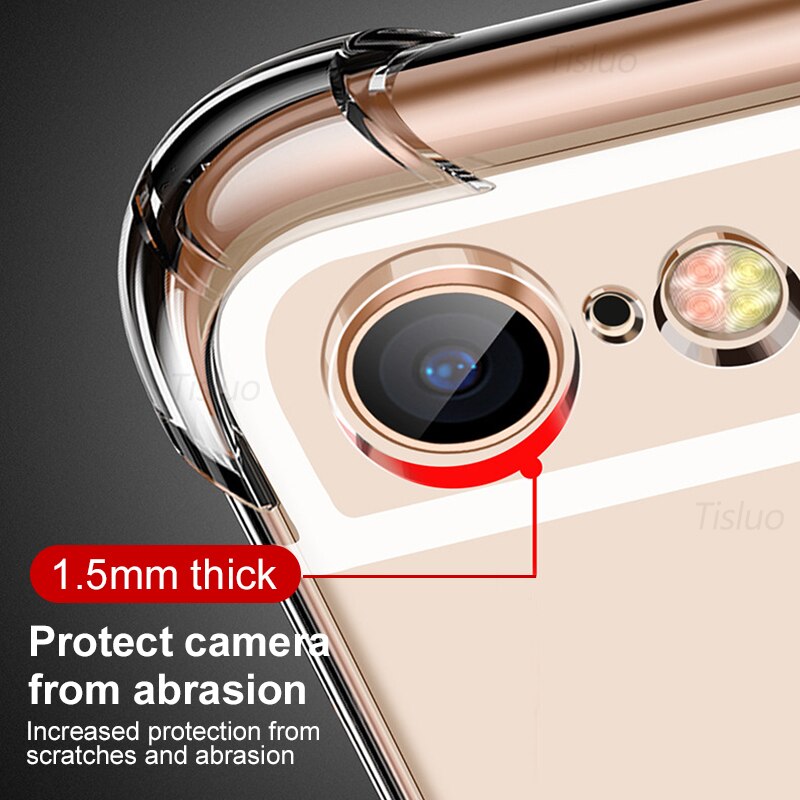 Shockproof Silicone Phone Cases For iPhone 7 8 11 Pro Transparent Soft Tpu Cases For iPhone X XR 6 6S Full Cover Crystal Clear