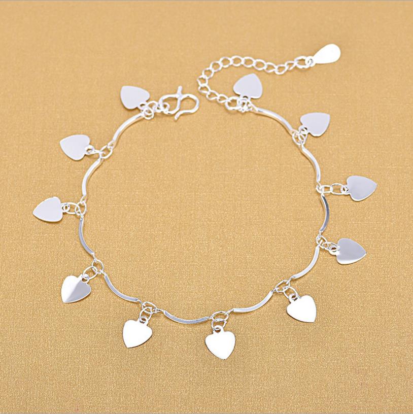 Everoyal Charm Zilver 925 Bruiloft Armbanden Voor Meisje Bruid Accessoires Leuke Hart Enkelbanden Zilver Voor Vrouwen Valentijnsdag Cadeau