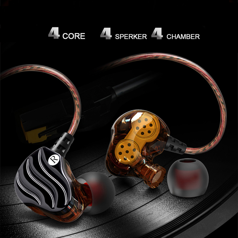 REHIMM Dual Dynamische Coil In-Ear Sport Muziek Telefoon Oortelefoon 2-Speaker Heavy Bass Stereo Draad-Oordopjes MIC microfoon