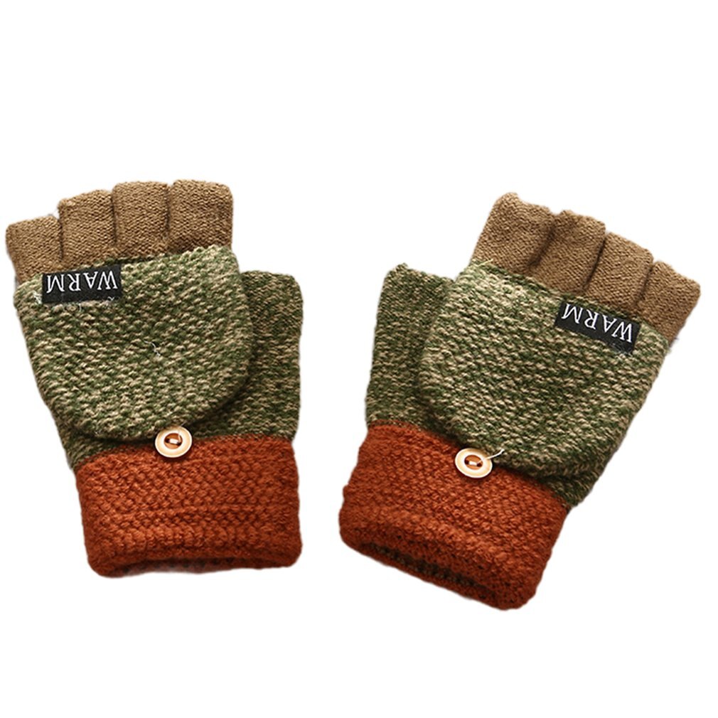Winter Handschuhe Warme halb-Finger Und Garn Clamshell freundlicher Handschuhe warm Halten Cabrio kippen oben Fingerlose Fäustlinge Handschuhe: 4