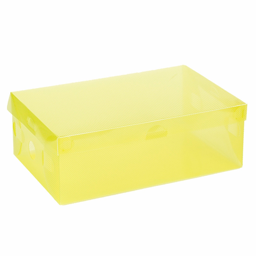 20# Solid Plastic Foldable Shoe Boxes Organizer Storage Stackable Tidy Box Home Space Save Shoes Box Storage Case: Light Yellow
