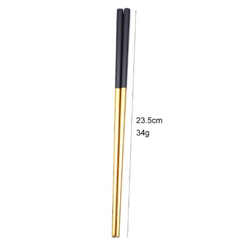 5 Pairs Chopsticks Stainless Steel Chinese Gold Set Black Metal Chop Sticks Set Used for Sushi Dinnerware