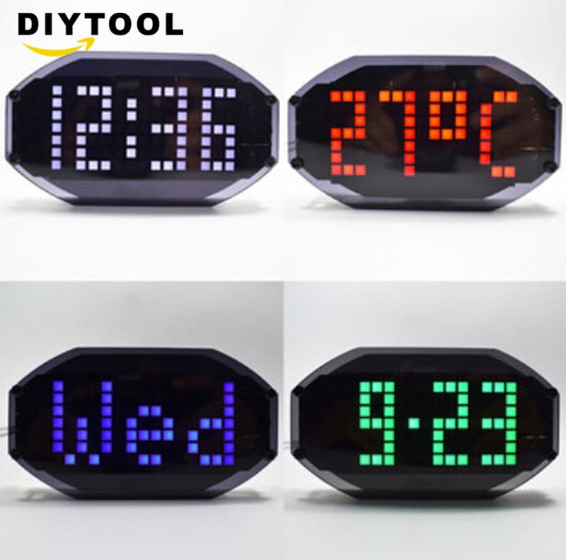 Multifunction Alarm Clock LED Dot Matrix Animation Effects DIY Kit Time Display