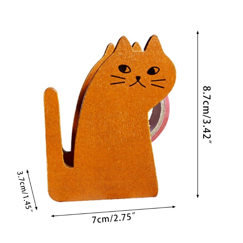 Lovely Office Tape Dispenser Vintage Wooden Cartoon Animal Shape Desktop Tape Cutter, 4 Shapes Cat/Pigeon/Squirrel/Whale HCCY