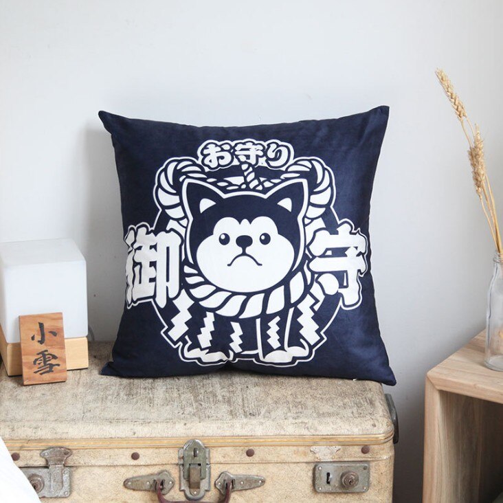 Cojín de tela de lino para sofá, almohada de estilo japonés Izakaya para el hogar y la Oficina: Negro