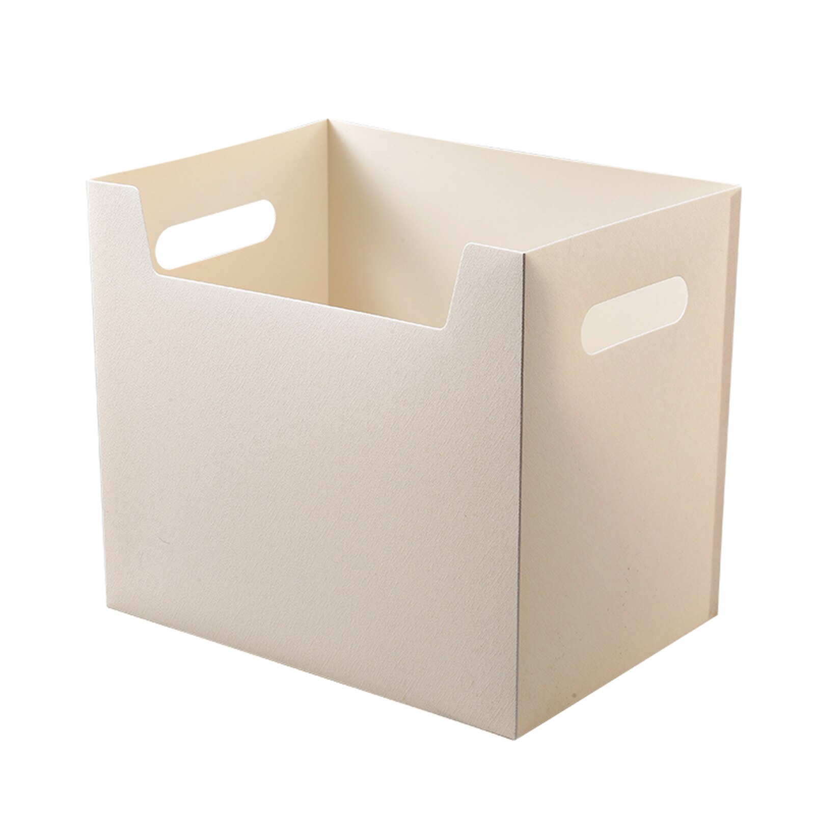 Desktop Collapsible Storage Box Plastic Portable Folding Large Capacity Office Organizer Container Side Handle Documents File: Apricot