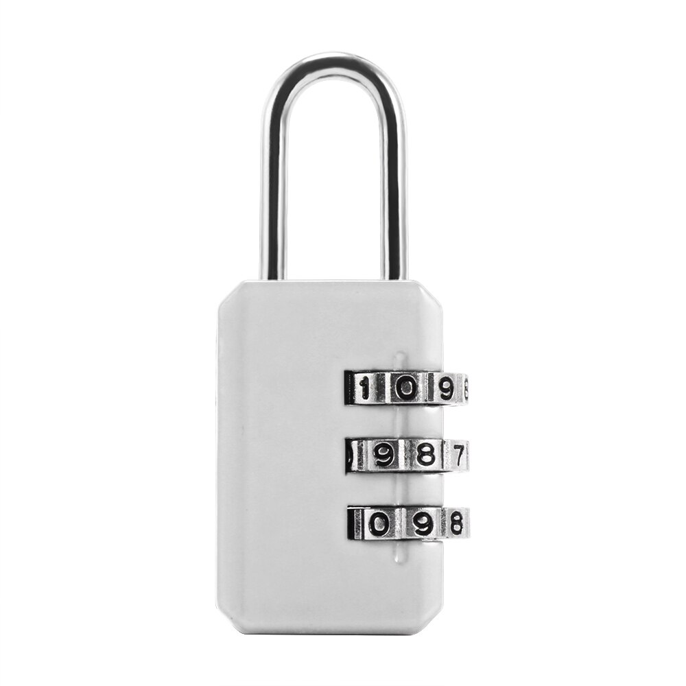3- cifret nummer kombination kombination adgangskodelås rejsesikkerhed beskytte skab rejse lås til bagage / taske / rygsæk / skuffe: Sølv
