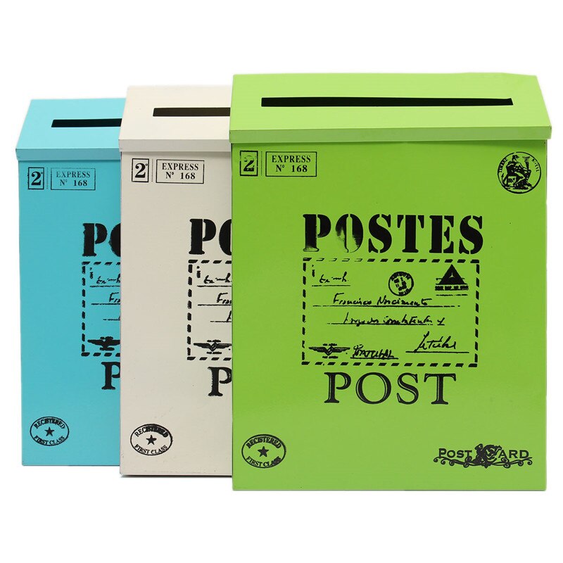 12 Inch Retro Metal Mailboxes Wall Mounted Mail Box Mailbox Bucket Newspaper Letter Box Postal Letter Newspaper Box Garden Decor