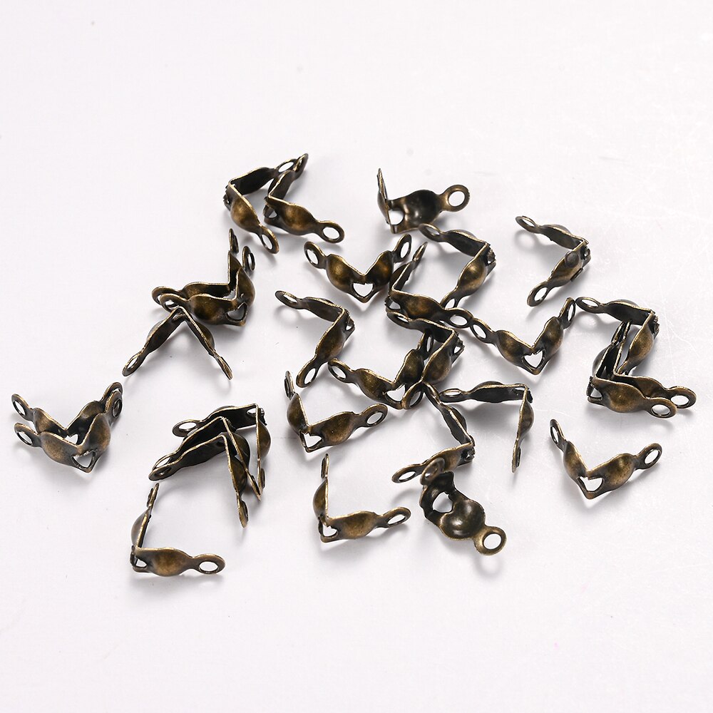 200 Stks/partij Rvs Connector Sluiting Fitting 4*8Mm Ball Chain Calotte End Crimps Kralen Connector Voor Diy sieraden Maken: Bronze