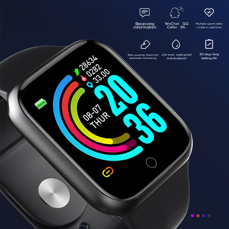 Reloj inteligente deportivo Y68 para hombre y mujer, pulsera electrónica a Color con Monitor, resistente al agua, ideal para