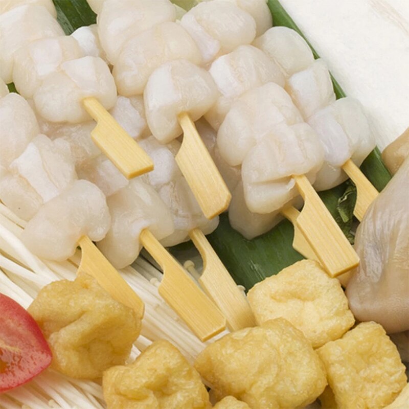 100PCS Barbecue Bamboo Skewers Disposable Bamboo Stick Long Toothpicks Fruit Sandwich Snacks BBQ Tableware Kitchen accessories