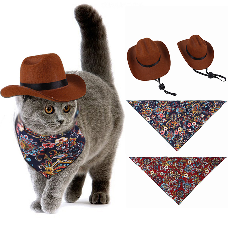 Chapeau de cow-boy en tissu pour chien, et , pour chat, chiot, chaton, décoration de fête d&#39;anniversaire, accessoires, produit pour animaux de compagnie