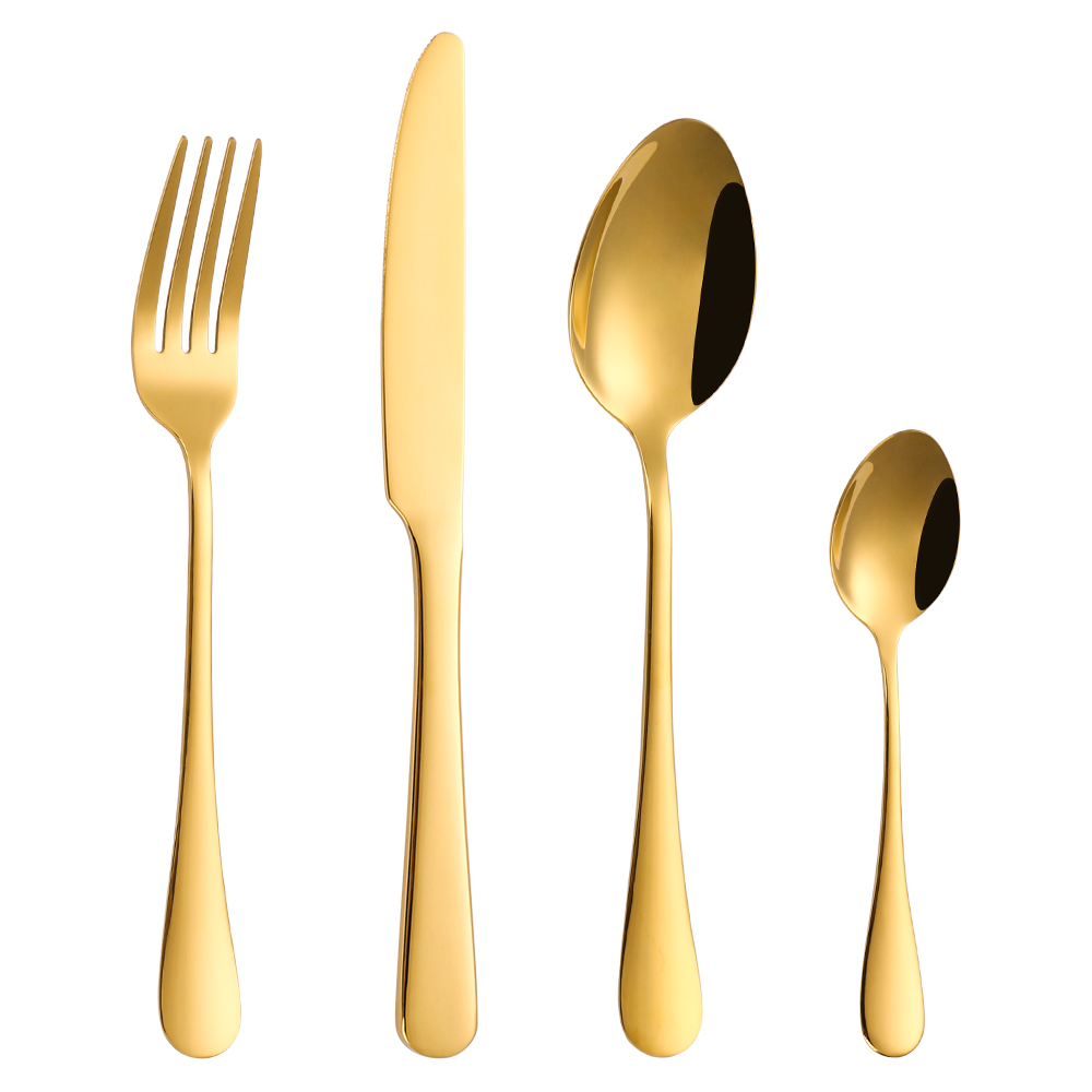 8/12/16/20PCS Couverts en Or Noir Vaisselle Vaisselle En Acier Inoxydable Miroir Couteau Fourchette Cuillère Couverts Pour La Cuisine À Domicile: 5 Set 20Pcs / Gold