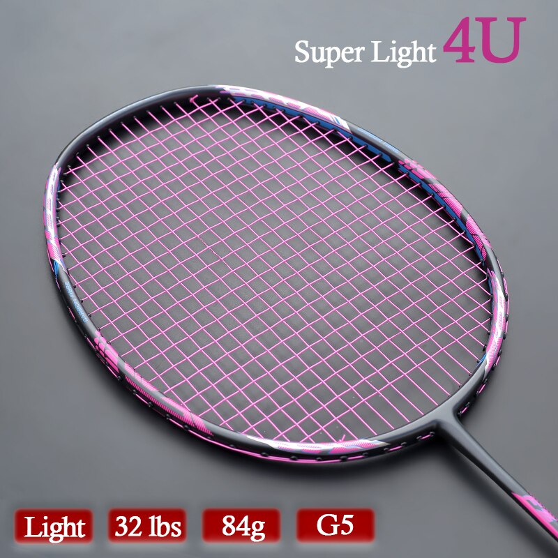 Offensive Type 4U 84g Carbon Fiber Badminton Racket Ultralight Rackets